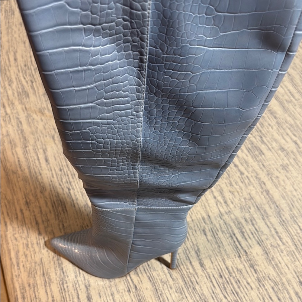 Fashion Nova  Croc-Embossed Heeled Boots